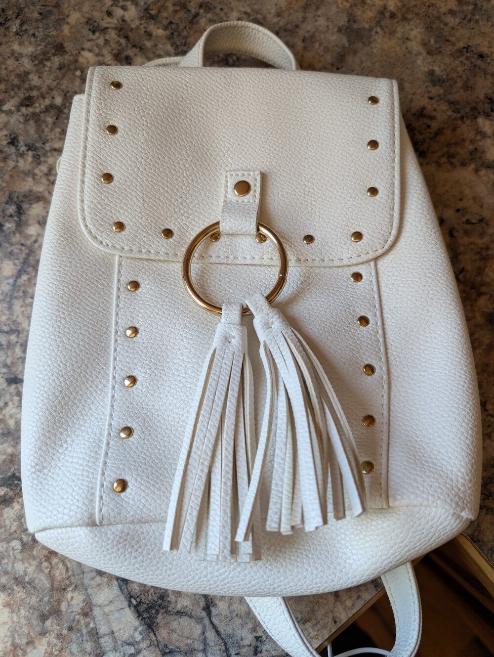Justice White Backpack Purse